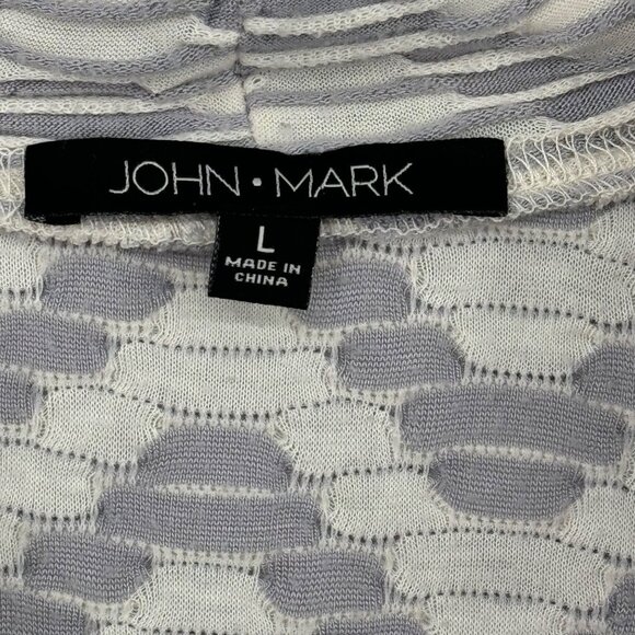 John Mark Gray White Patterned Cowl Neck Tunic knit size large womens top - Picture 7 of 10